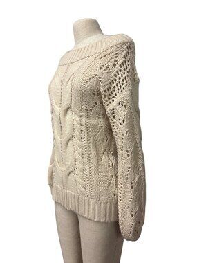 Kori America Cable Knit Beige Sweater Small Lightweight Cozy Chic Timeless Top